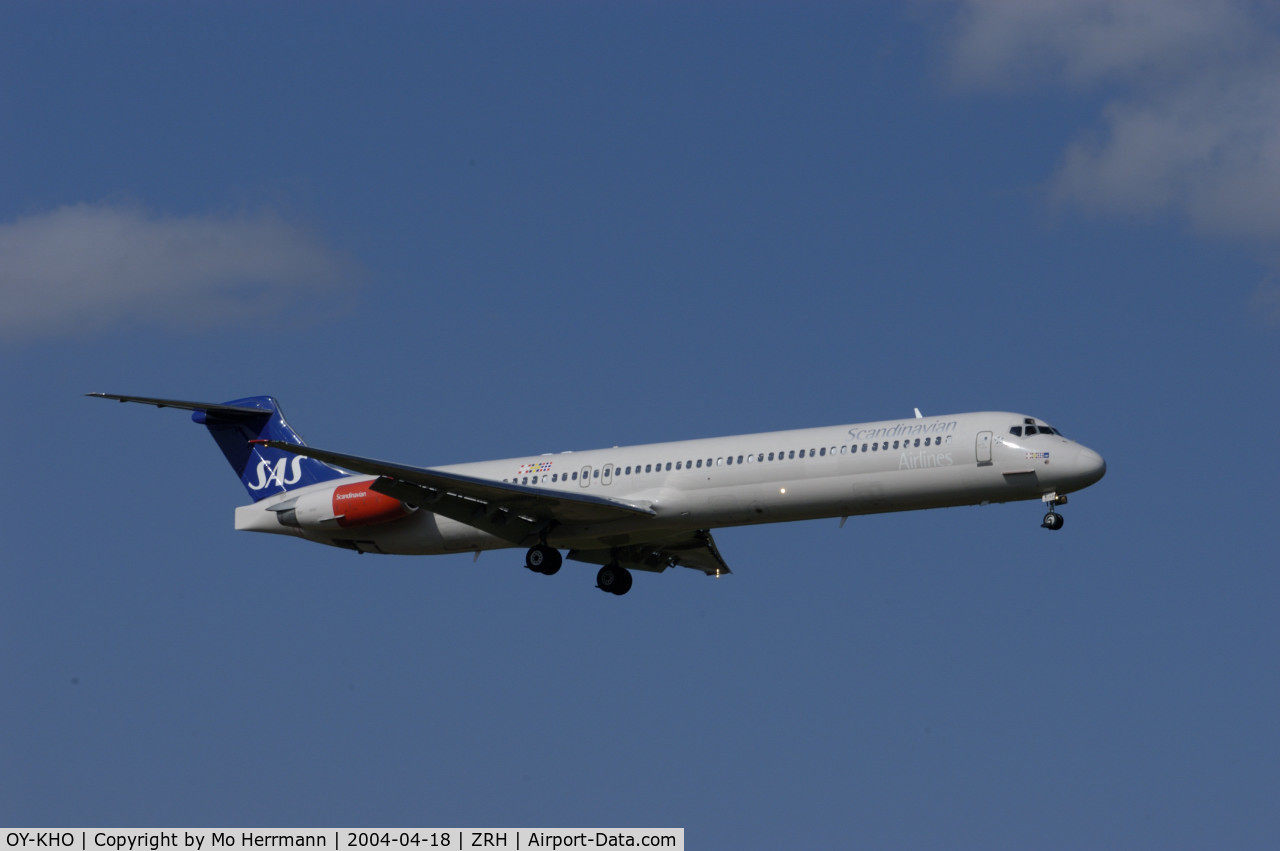 OY-KHO, 1991 McDonnell Douglas MD-83 (DC-9-83) C/N 49625, MD-80 of SAS Scandinavian Airlines at Zurich