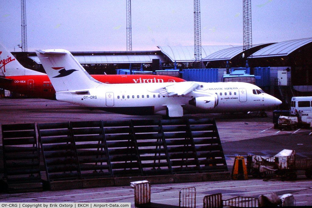 OY-CRG, 1987 British Aerospace BAe.146-200A C/N E2075, OY-CRG at the gate in CPH