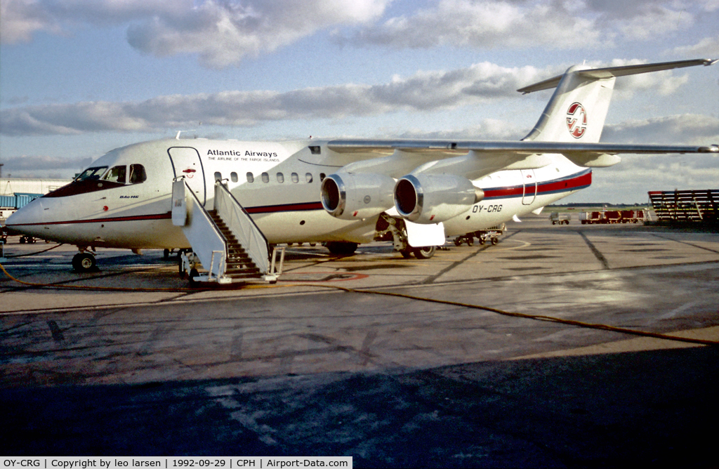 OY-CRG, 1987 British Aerospace BAe.146-200A C/N E2075, Copenhagen 29.8.1992