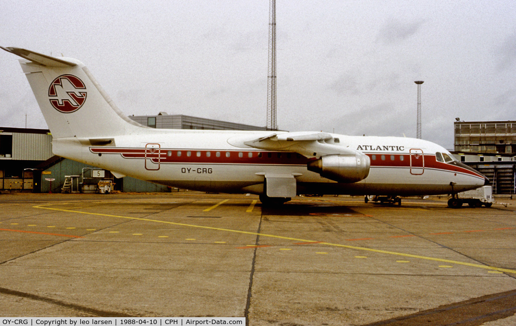 OY-CRG, 1987 British Aerospace BAe.146-200A C/N E2075, Copenhagen 10.4.1988
