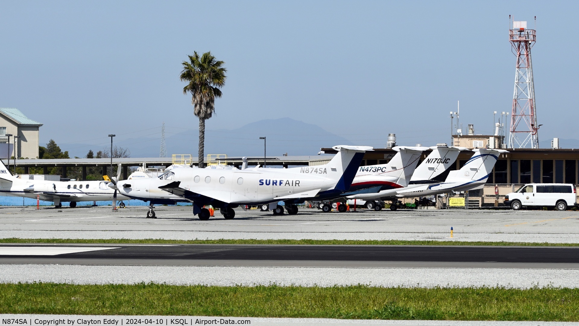 N874SA, 2015 Pilatus PC-12/47E C/N 1574, San Carlos Airport in California 2024.