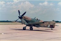 N9BL @ CNW - Spitfire MK297 at Texas Sesquicentennial Air Show 1986 - THis aricraft was destoyed in the Canadian Warbird Heritage hanger fire.