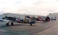 N109W @ HRL - CAF Buchon (Spanish CASA built Me-109) at Harlingen with CAF P-40 and P-51