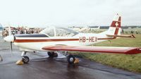 HB-HEX @ EGLF - FFA AS-202/18A Bravo at Farnborough International 1980
