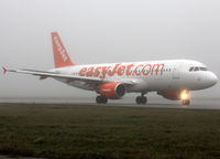 G-EZUE @ LFBO - Taxiing holding point rwy 14R due to fog... - by Shunn311