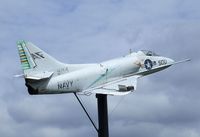 142922 - Douglas A-4B Skyhawk on a pole outside the Tillamook Air Museum, Tillamook OR