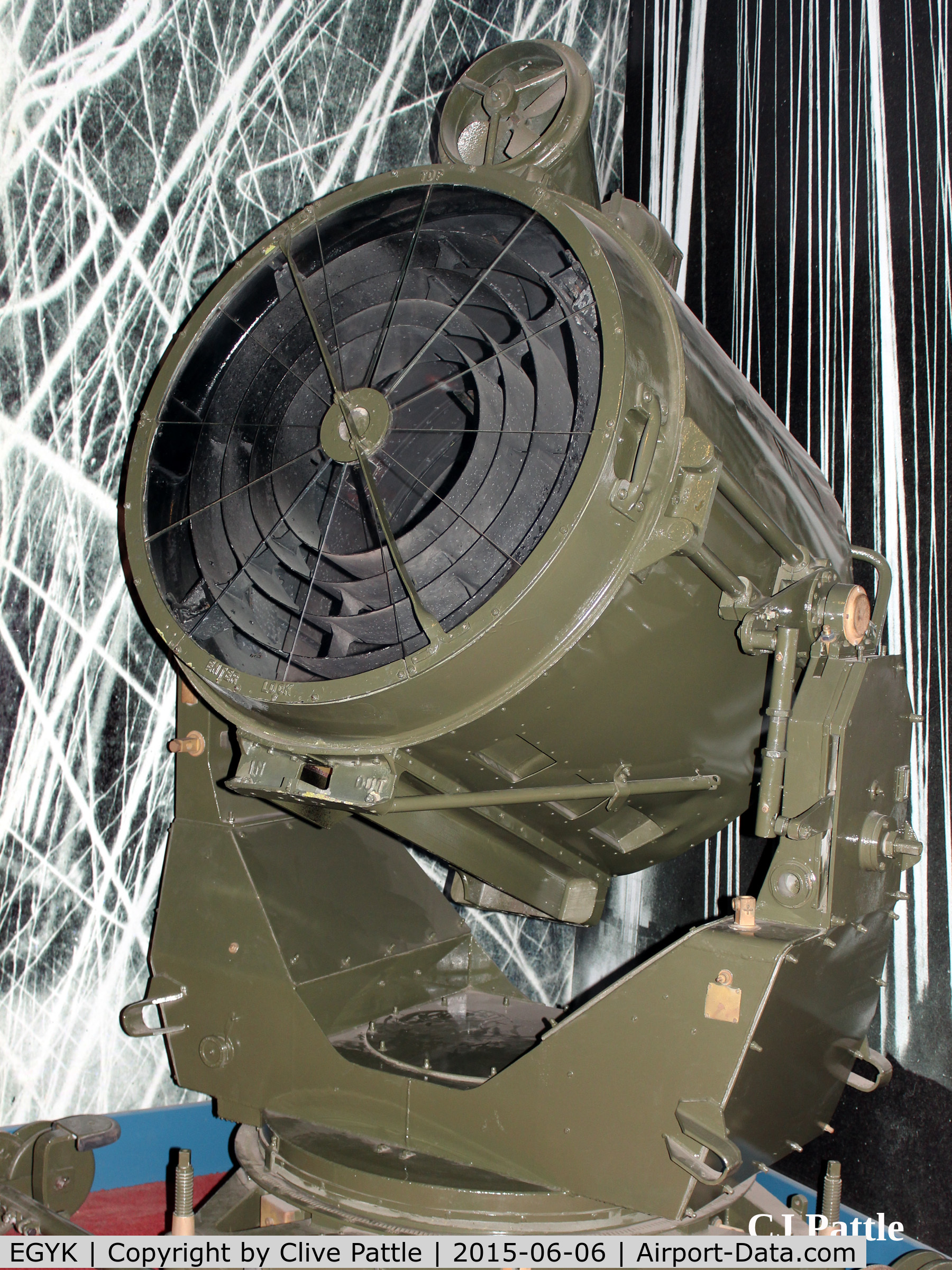 EGYK Airport - A WWII aircraft searchlight on display within the Yorkshire Aviation Museum, Elvington.