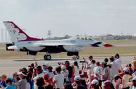 Eglin Afb Airport (VPS) - Thunderbird One, lead pilot, taxis past the crowd just before a performance at the Eglin AFB Open House, April 10, 2010. (an f-stop5.6 photo by Bill Thornton) - by Bill Thornton, Former Managing Editor, USAF Flying Safety Magazine