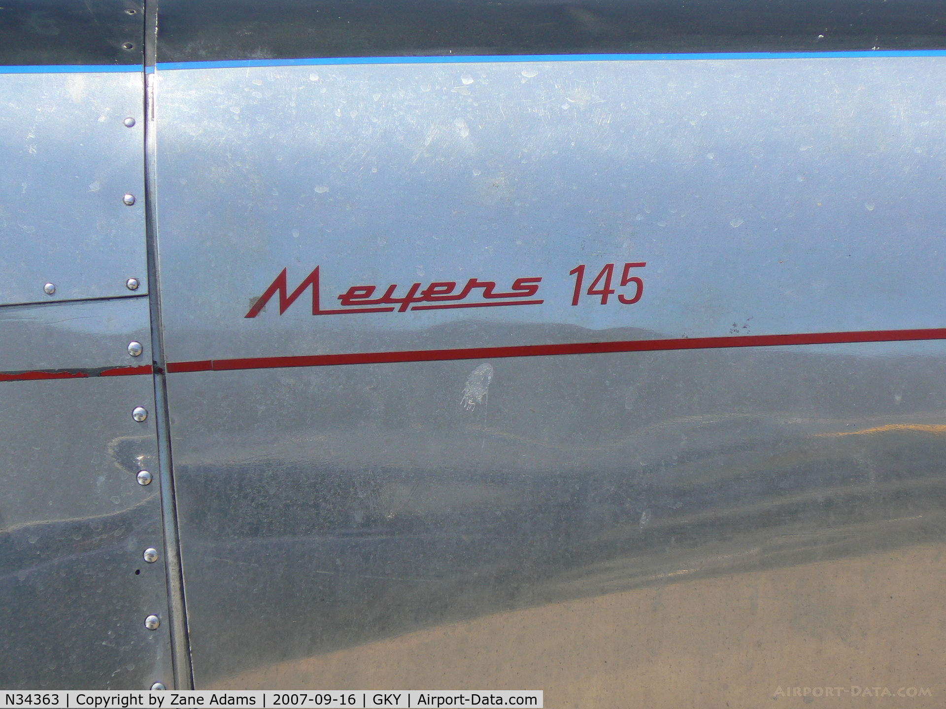 N34363, Meyers MAC-145 C/N 206, on the ramp at Arlington Muni  Closeup on cowl
