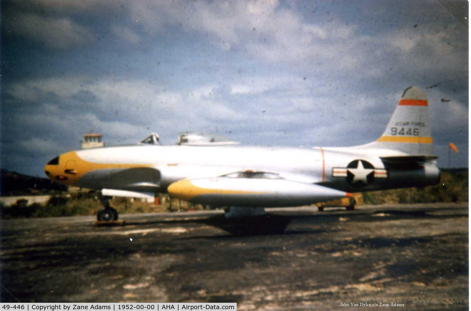 49-446, 1949 Lockheed F-80-C-10 C/N 49-446, 26th FIS Naha, Okinawa By John Van Dyke C/O Zane Adams