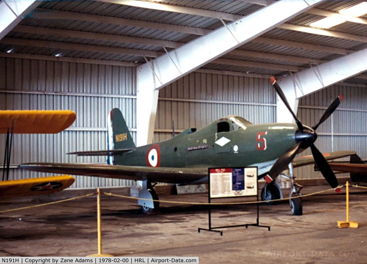 N191H, 1944 Bell P-63A-6-BE Kingcobra C/N 33-11, Bell P-63 in the CAF hanger at Harlingen