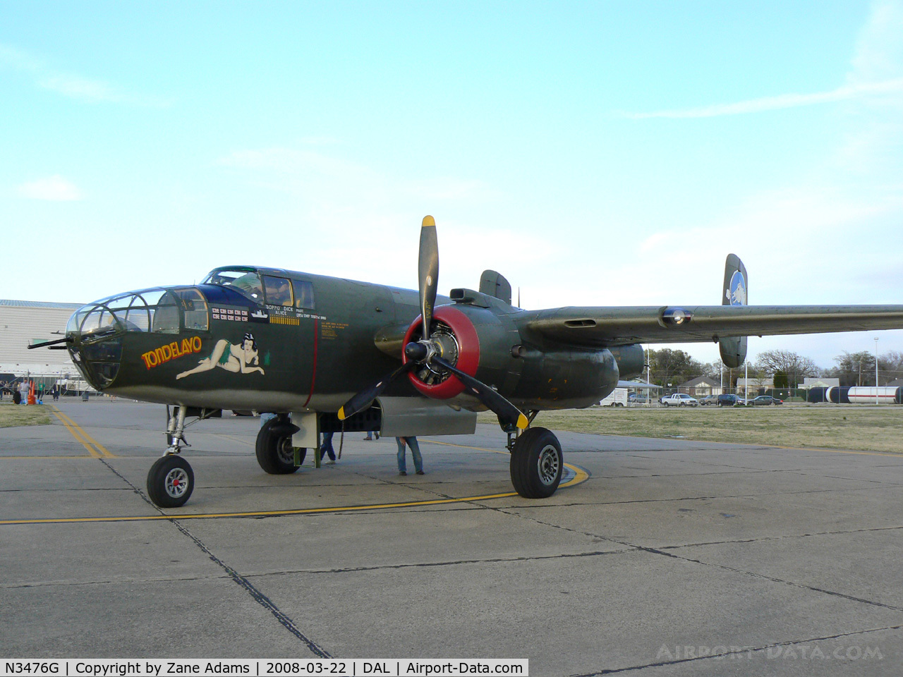 N3476G, 1944 North American B-25J Mitchell C/N 108-33257, Collings Foundation - Tondelayo after another great day of flying!