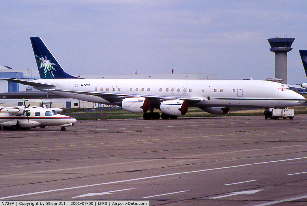 N728A, 1969 Douglas DC-8-72 C/N 46081, Parked during my first trip at Le Bourget airport...
