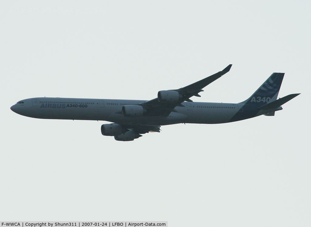 F-WWCA, 2001 Airbus A340-642 C/N 360, Passing over the airport before landing...