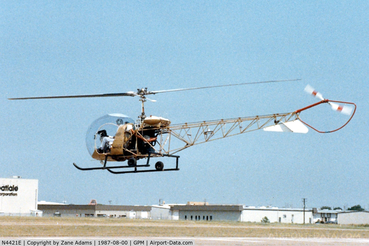 N4421E, 1966 Bell 47D-1 C/N K6112, At Grand Prairie Municipal - Bell 47