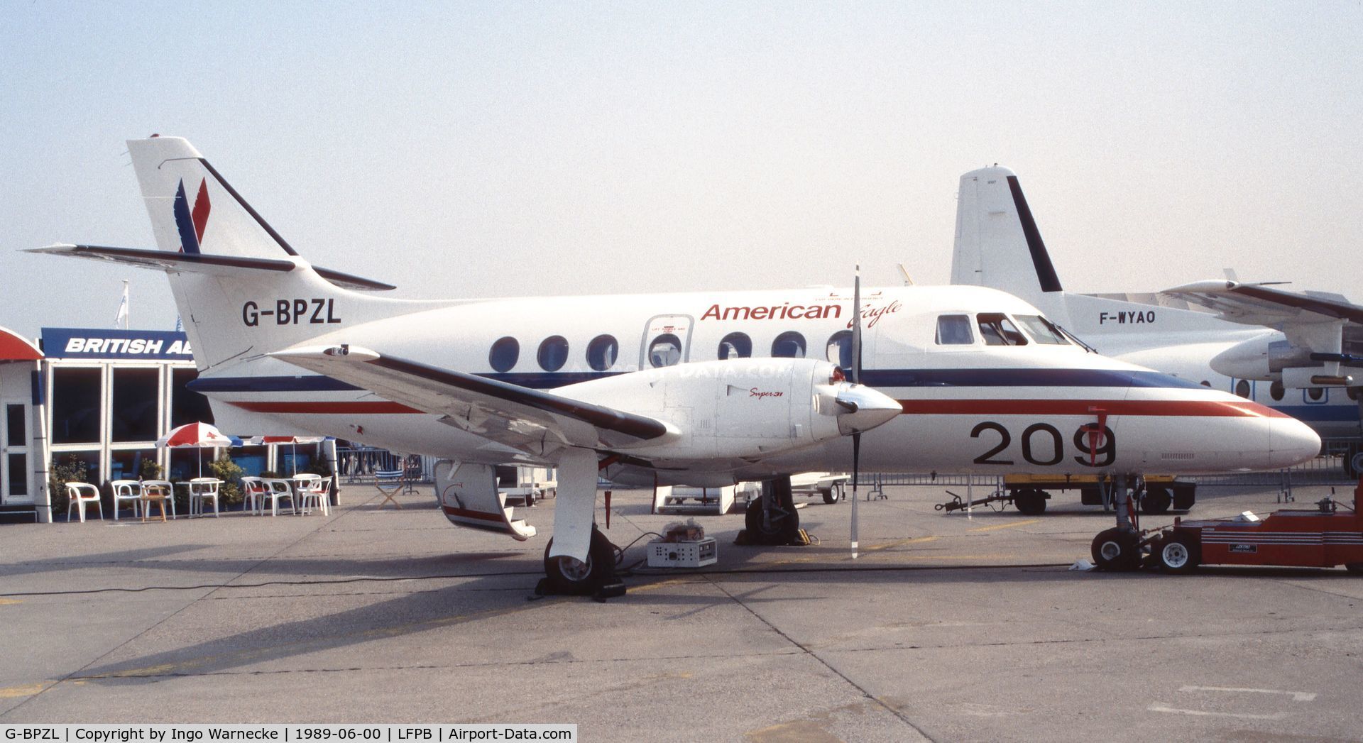 G-BPZL, 1988 British Aerospace BAe-3201 Jetstream C/N 841, BAe Jetstream Super 31 of American Eagle at the Aerosalon 1989, Paris