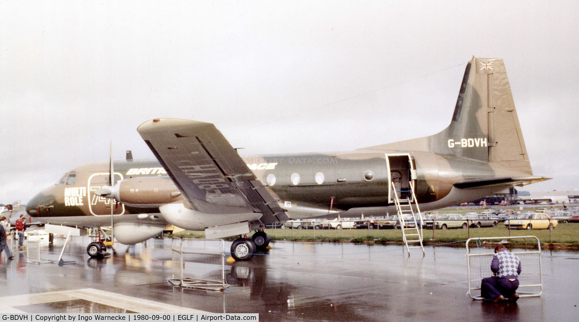 G-BDVH, 1976 Hawker Siddeley HS.748 Series 2A C/N 1746, BAe HS 748 Multi Role Prototype at Farnborough International 1980