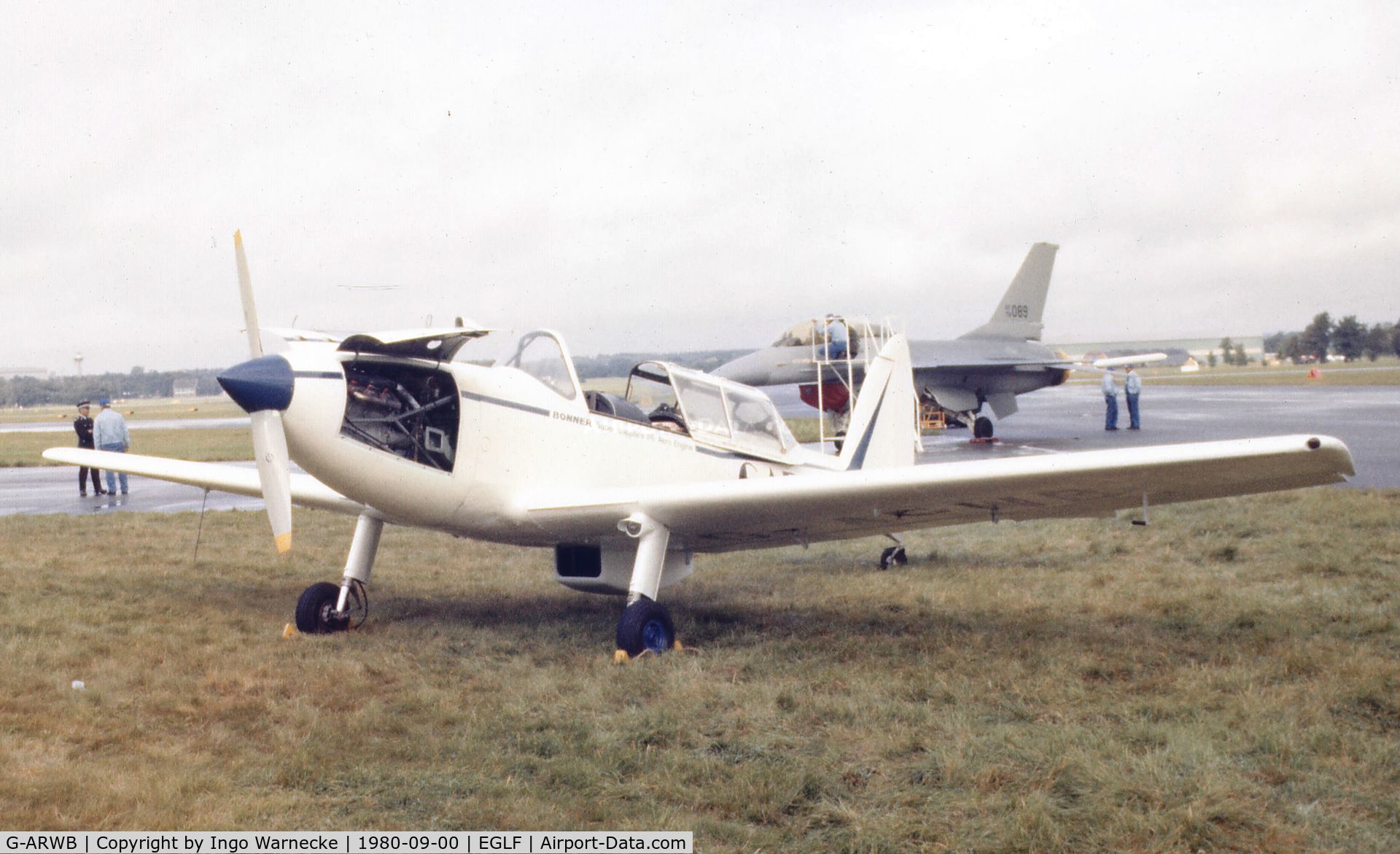 G-ARWB, 1952 De Havilland DHC-1 Chipmunk 22A C/N C1/0621, De Havilland Canada DHC-1 Chipmunk at Farnborough International 1980