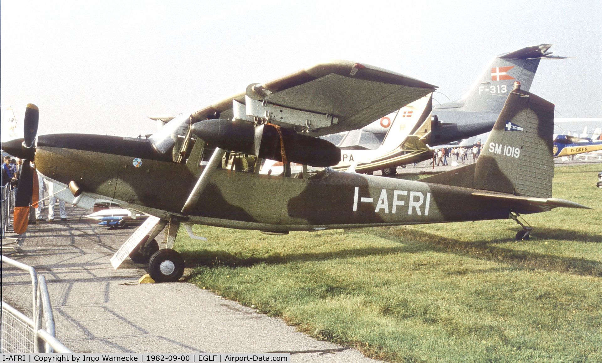 I-AFRI, 1977 SIAI-Marchetti SM-1019B C/N 065 / 02-002, SIAI-Marchetti SM.1019B at Farnborough International 1982