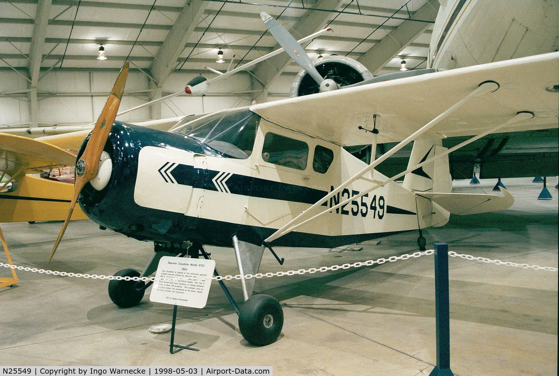 N25549, 1940 Rearwin Cloudster 8135 C/N 825, Rearwin Model 8135 Cloudster at the New England Air Museum, Windsor Locks CT