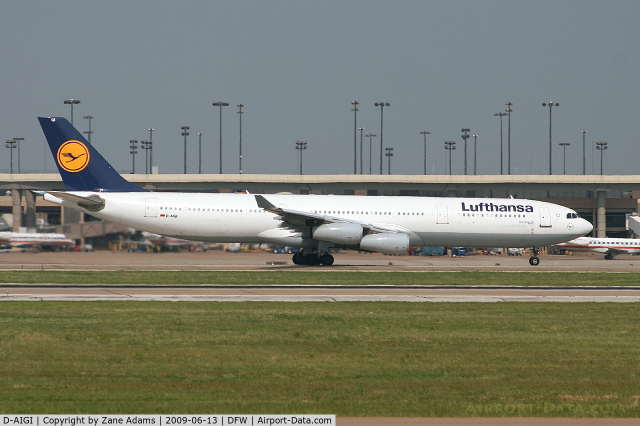 D-AIGI, 1994 Airbus A340-311 C/N 053, Lufthansa A340 Departing DFW
