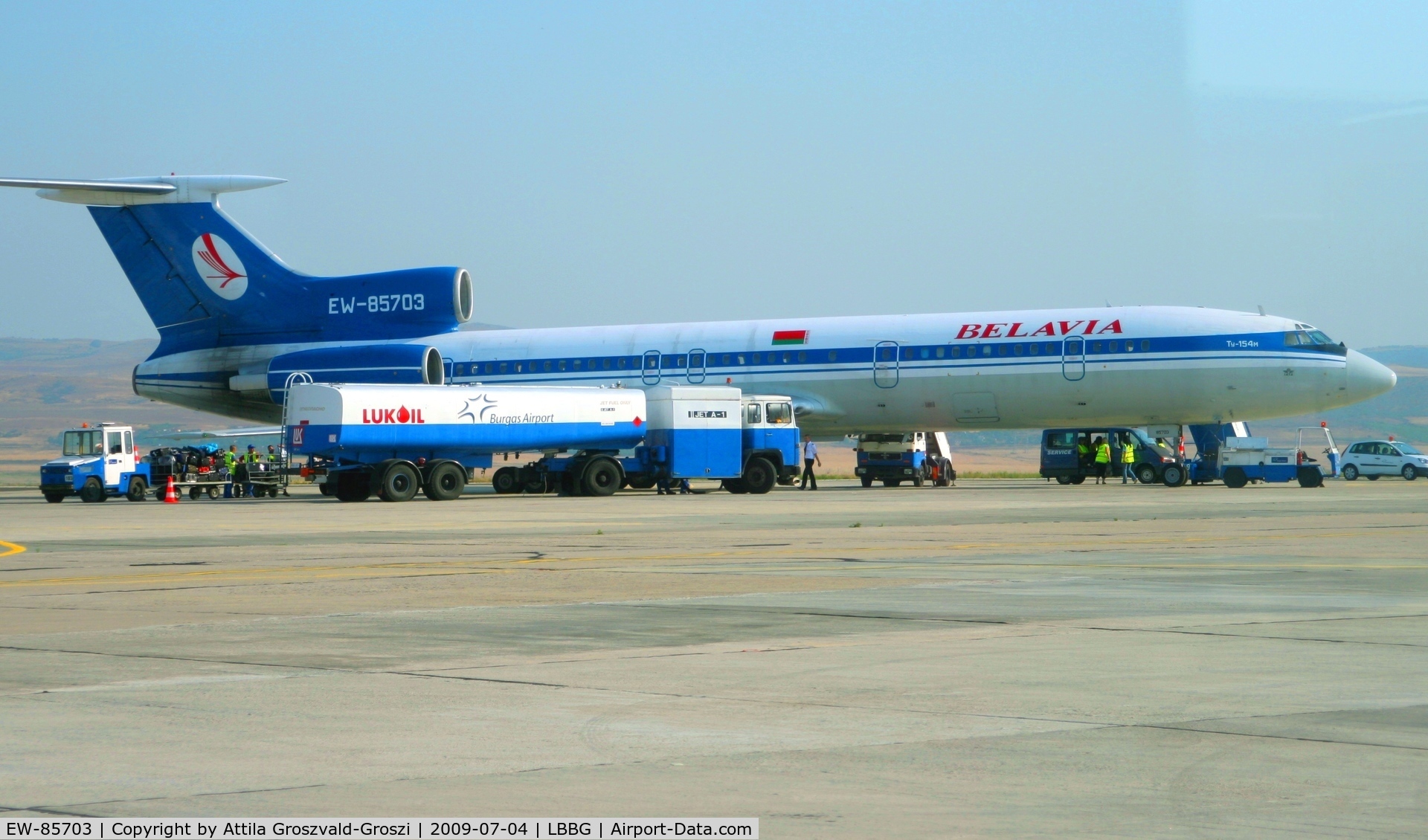 EW-85703, 1991 Tupolev Tu-154M C/N 91A878, Burgas-Sarafovo International Airport LBBG Bulgaria