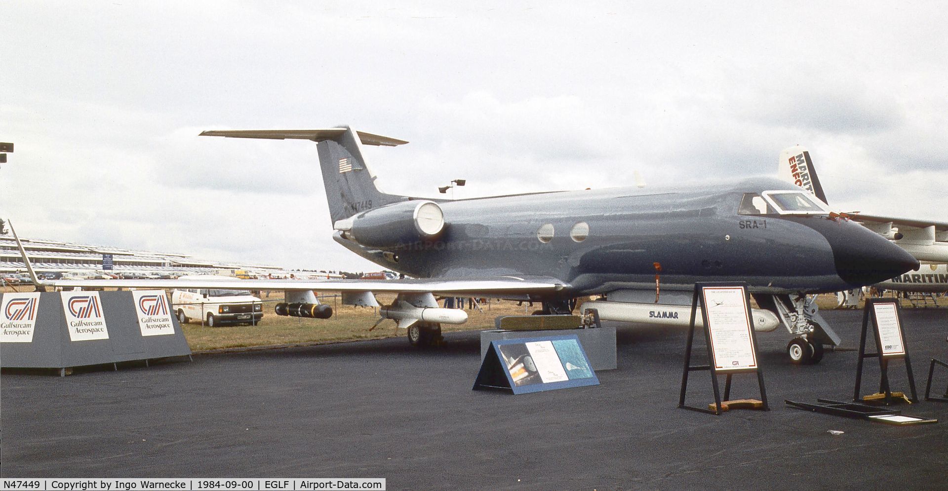 N47449, Gulfstream III SRA-1 C/N 420, Gulfstream Aerospace G-1159A SRA-1 at Farnborough International 1984