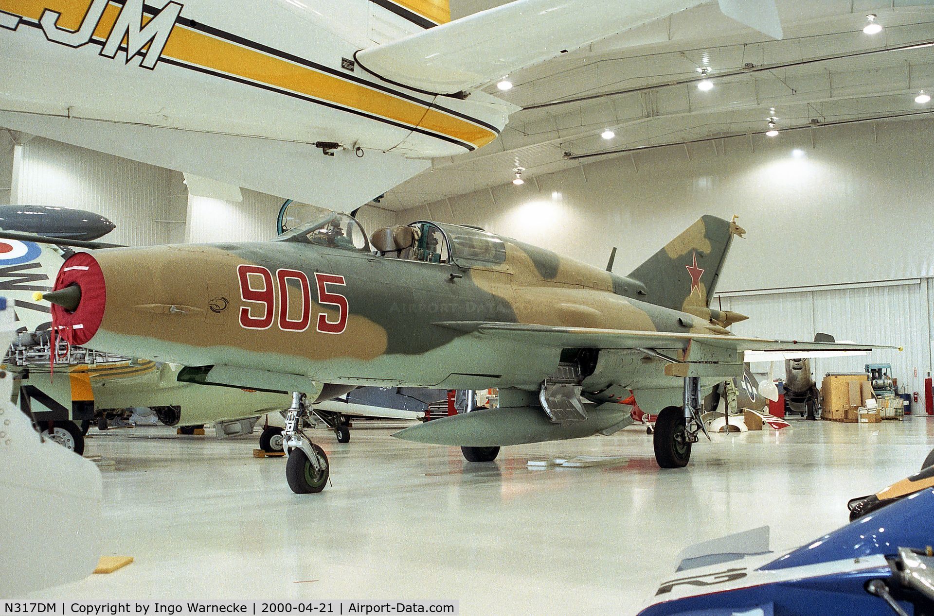 N317DM, 1974 Mikoyan-Gurevich MiG-21UM Lancer B C/N 516913056, Mikoyan i Gurevich MiG-21UM MONGOL at the Polar Aviation Museum, Blaine MN