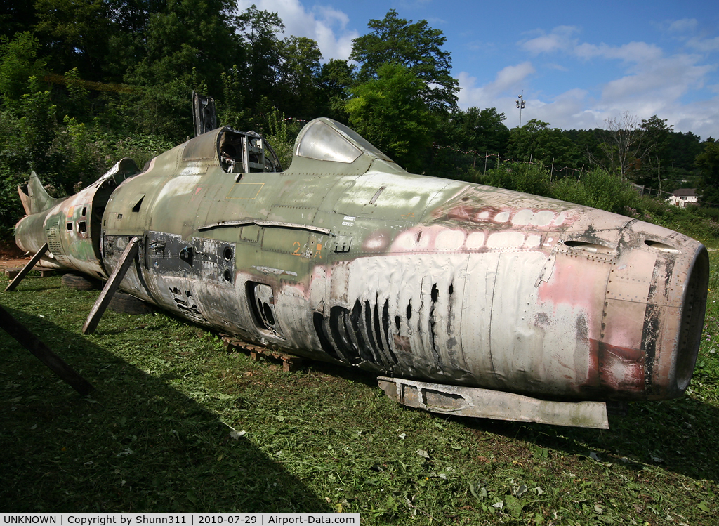 UNKNOWN, Miscellaneous Various C/N unknown, Belgium Air Force F-84F stored inside Savigny-les-Beaune Museum...