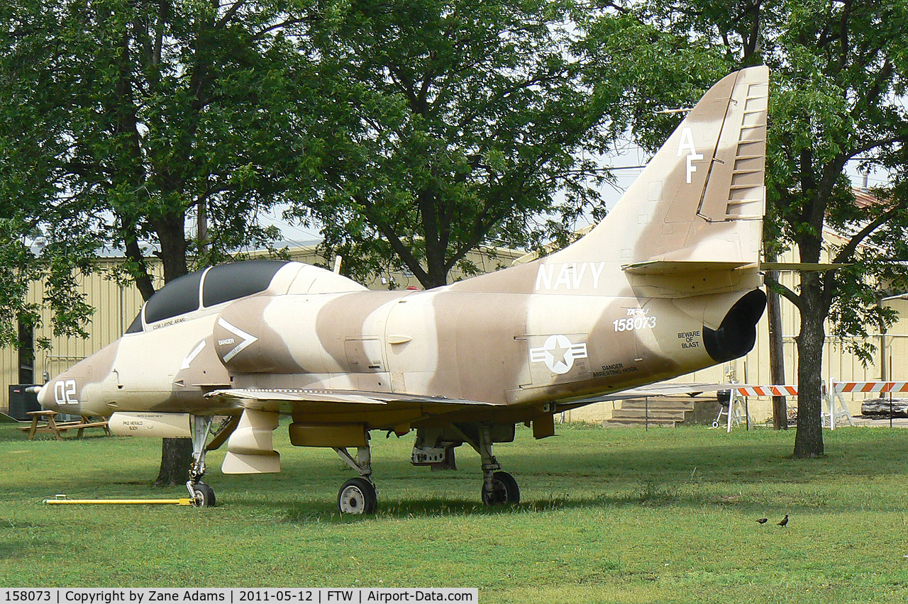 158073, Douglas TA-4J Skyhawk C/N 14110, On display at the Veterans Memorial Air Park at Meacham Field - Fort Worth, TX