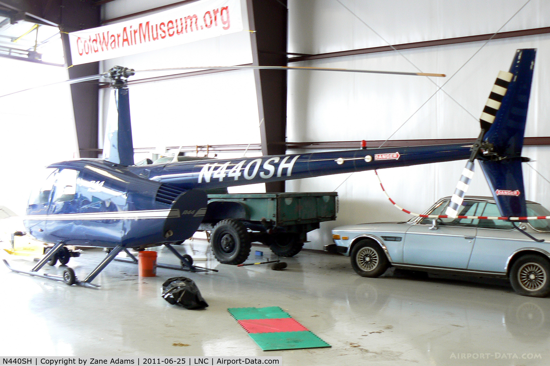 N440SH, 2005 Robinson R44 II C/N 10784, In the Cold War Air Museum hanger at Lancaster Municipal Airport