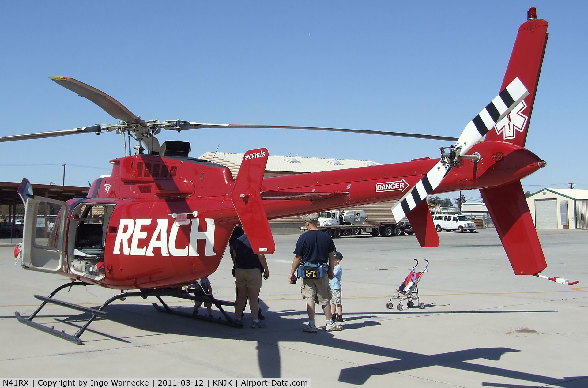 N41RX, 1997 Bell 407 C/N 53124, Bell 407 EMS for REACH Air Medical Services at the 2011 airshow at El Centro NAS, CA