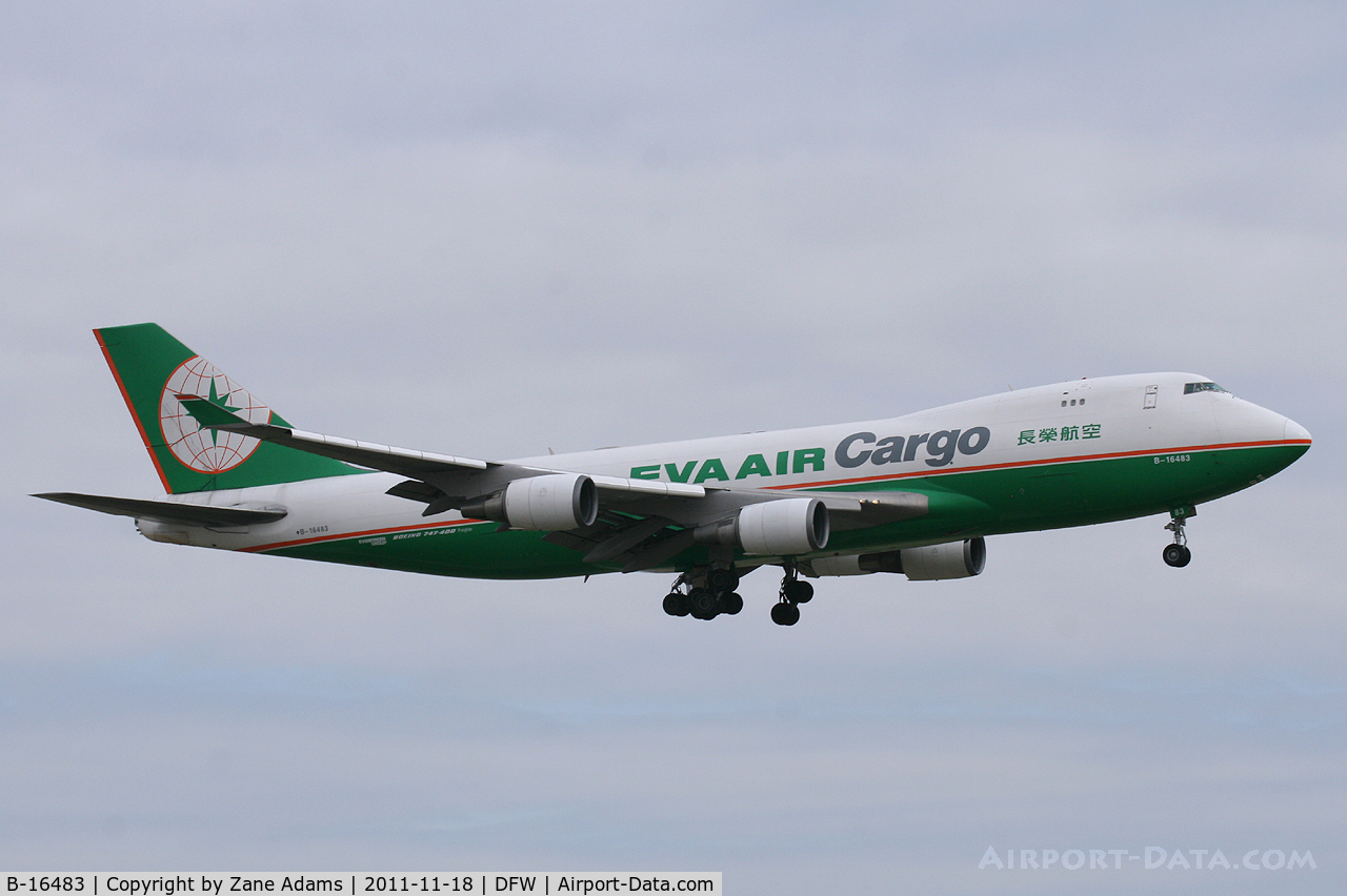B-16483, 2002 Boeing 747-45EF (SCD) C/N 30609, EVA Cargo landing at DFW Airport