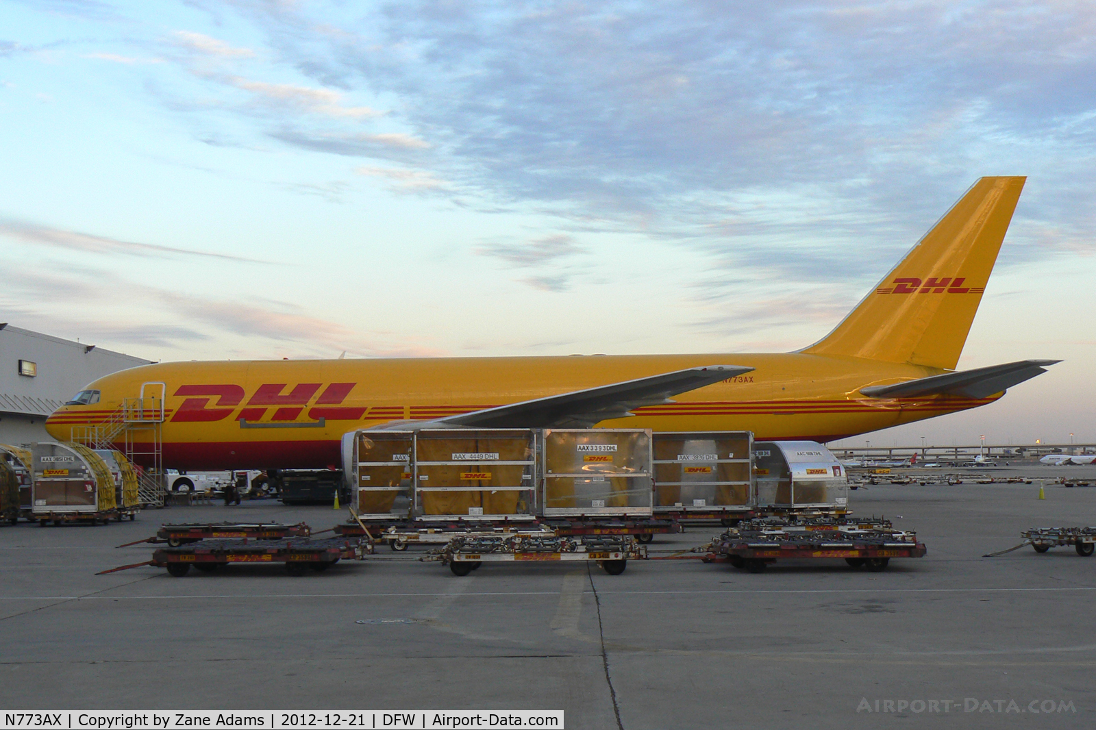 N773AX, 1983 Boeing 767-281 C/N 22788, DHL on the cargo ramp at DFW Airport