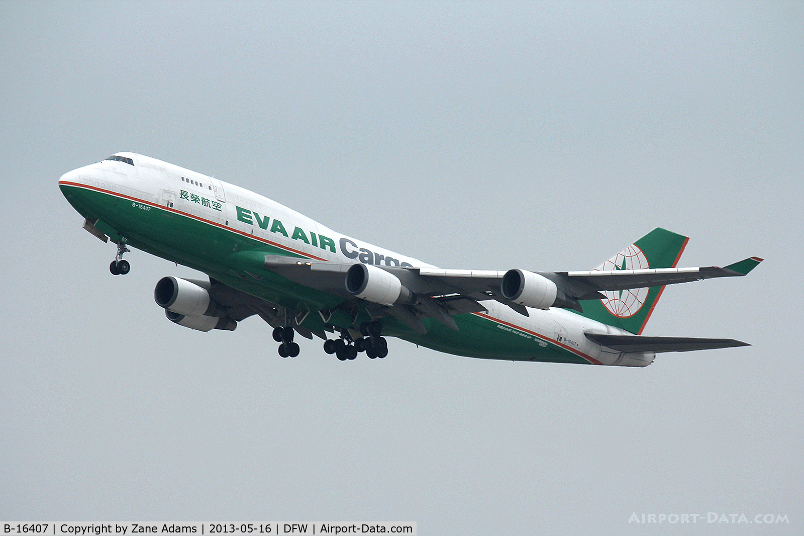 B-16407, 1995 Boeing 747-45E C/N 27899, EVA Air Cargo departing DFW Airport