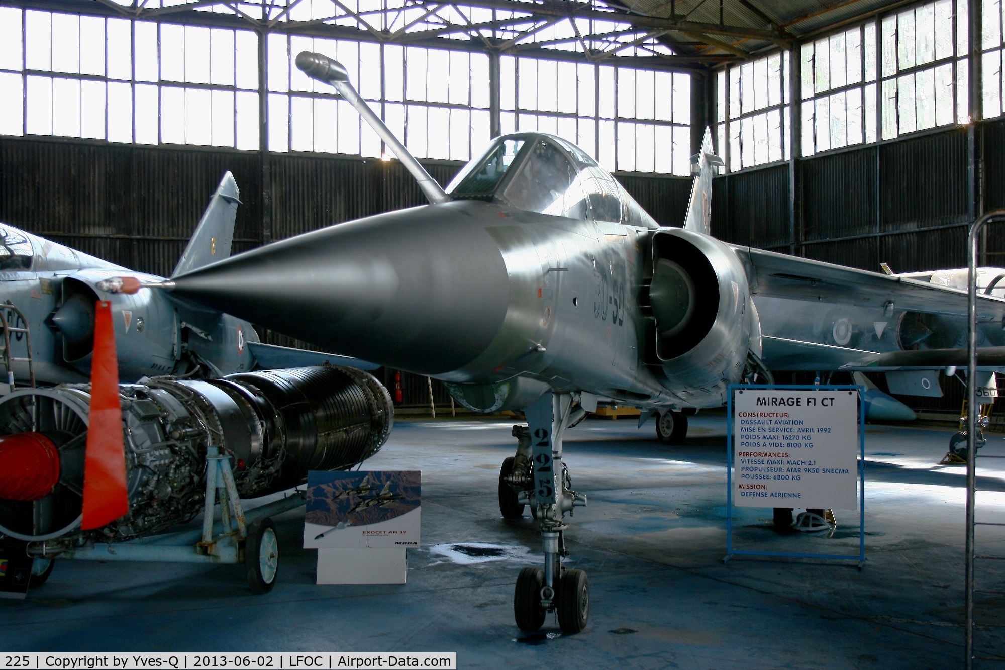 225, Dassault Mirage F.1CT C/N 225, Dassault Mirage F1CT, Canopee Museum Chateaudun Air Base 279 (LFOC)