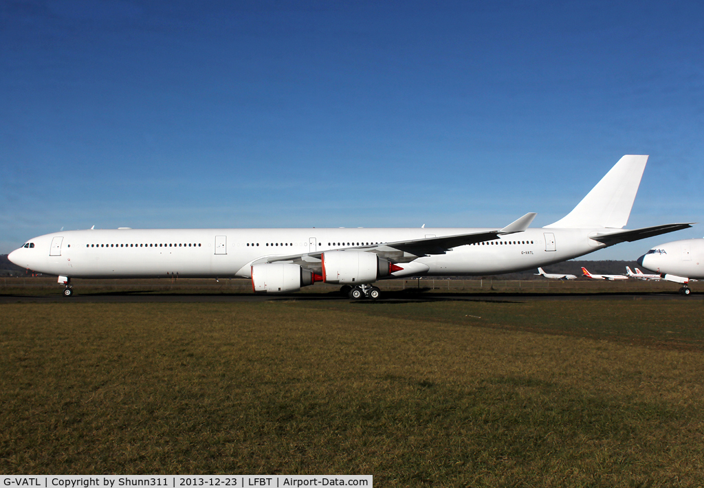G-VATL, 2001 Airbus A340-642 C/N 376, Stored in all white c/s without titles