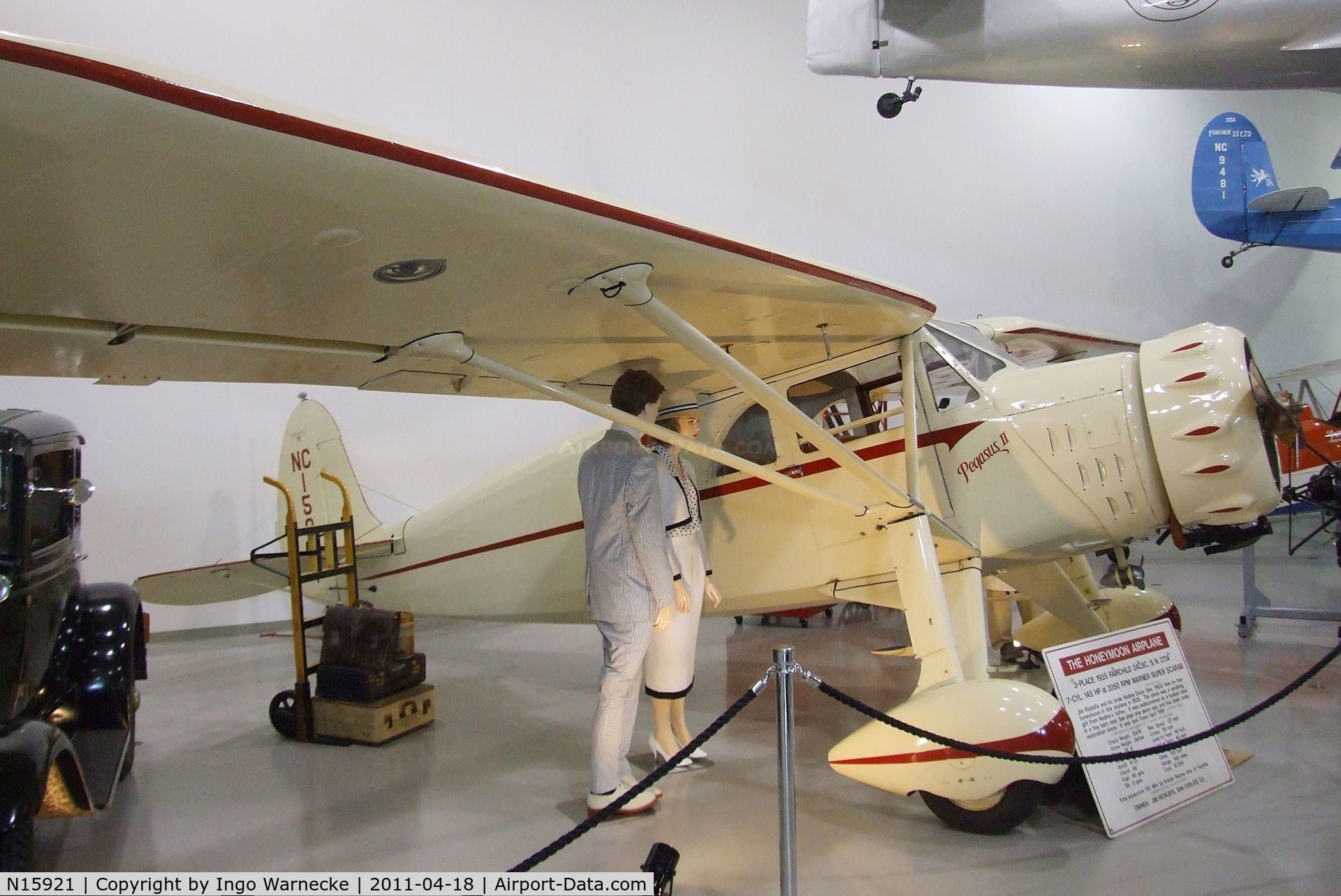 N15921, 1935 Fairchild 24 C8C C/N 2724, Fairchild 24 CBC at the Hiller Aviation Museum, San Carlos CA