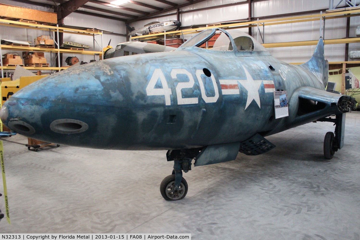 N32313, Grumman F9F-2 Panther C/N 123420, Grumman F9F-2 Panther section in Golden Hill Restoration hangars