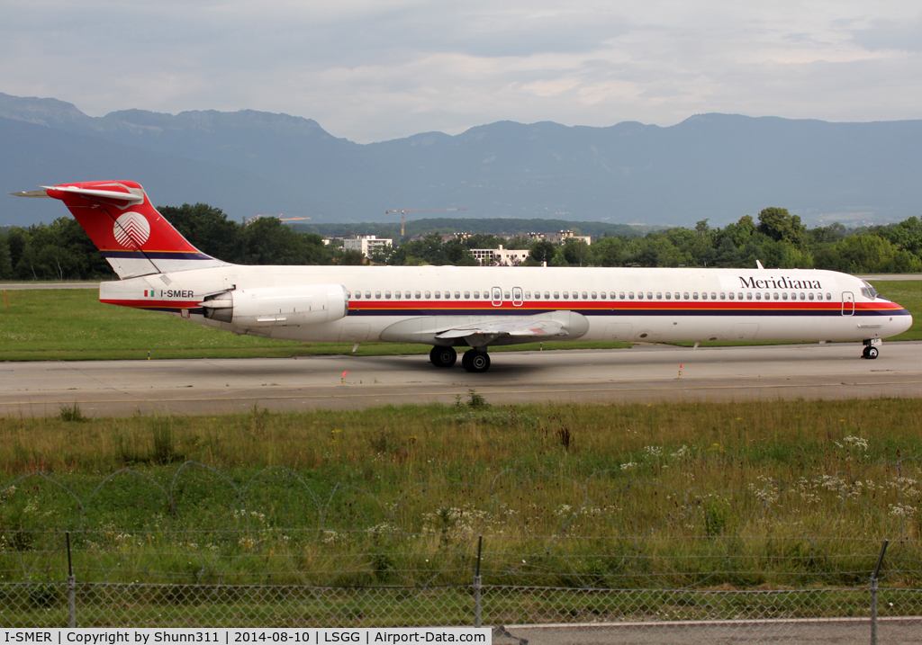I-SMER, 1990 McDonnell Douglas MD-82 (DC-9-82) C/N 49901, Taxiing holding point rwy 23 for departure...