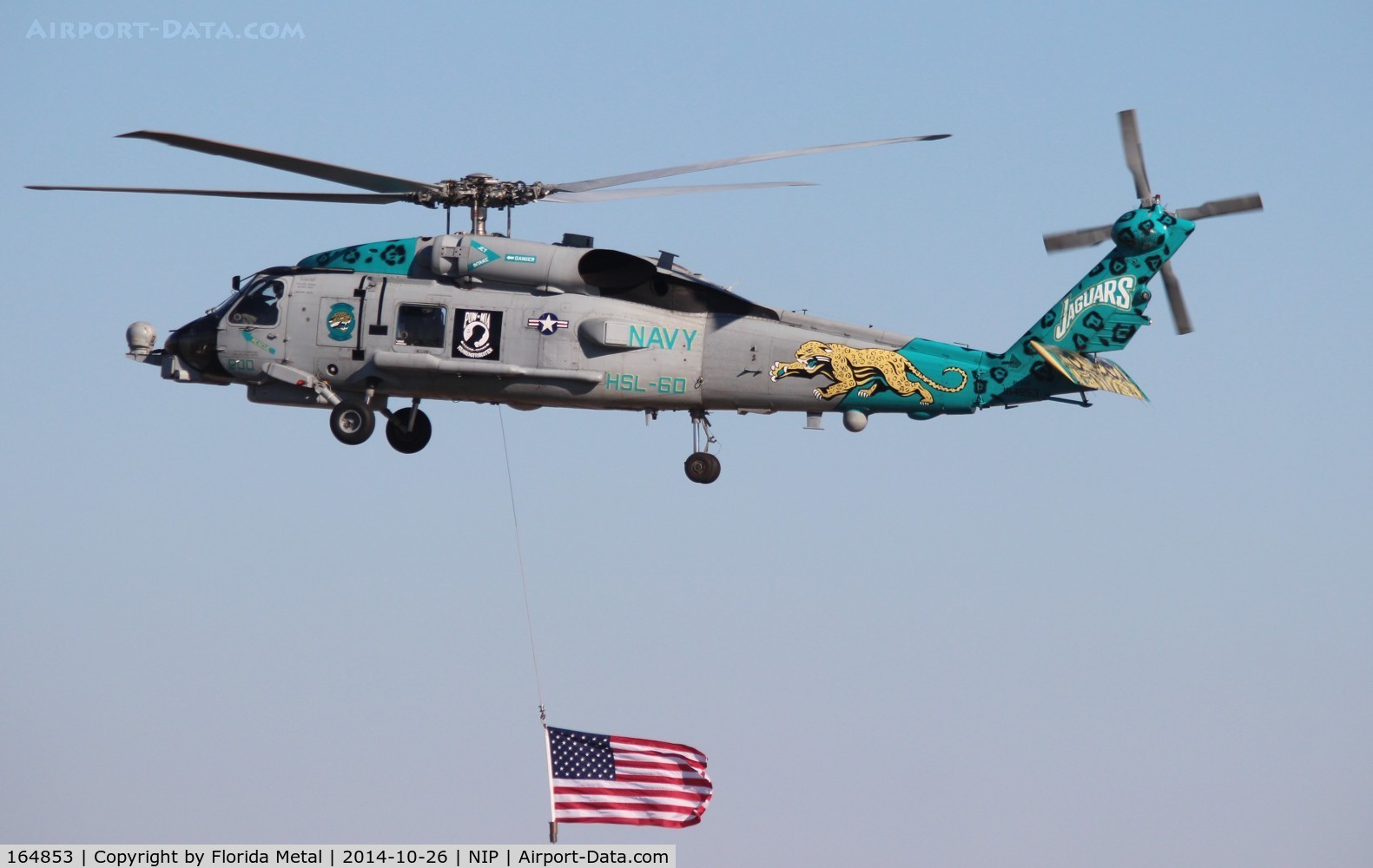 164853, Sikorsky SH-60B Seahawk C/N 70-1936, SH-60B Seahawk with the Jacksonville Jaguars (NFL team) logo