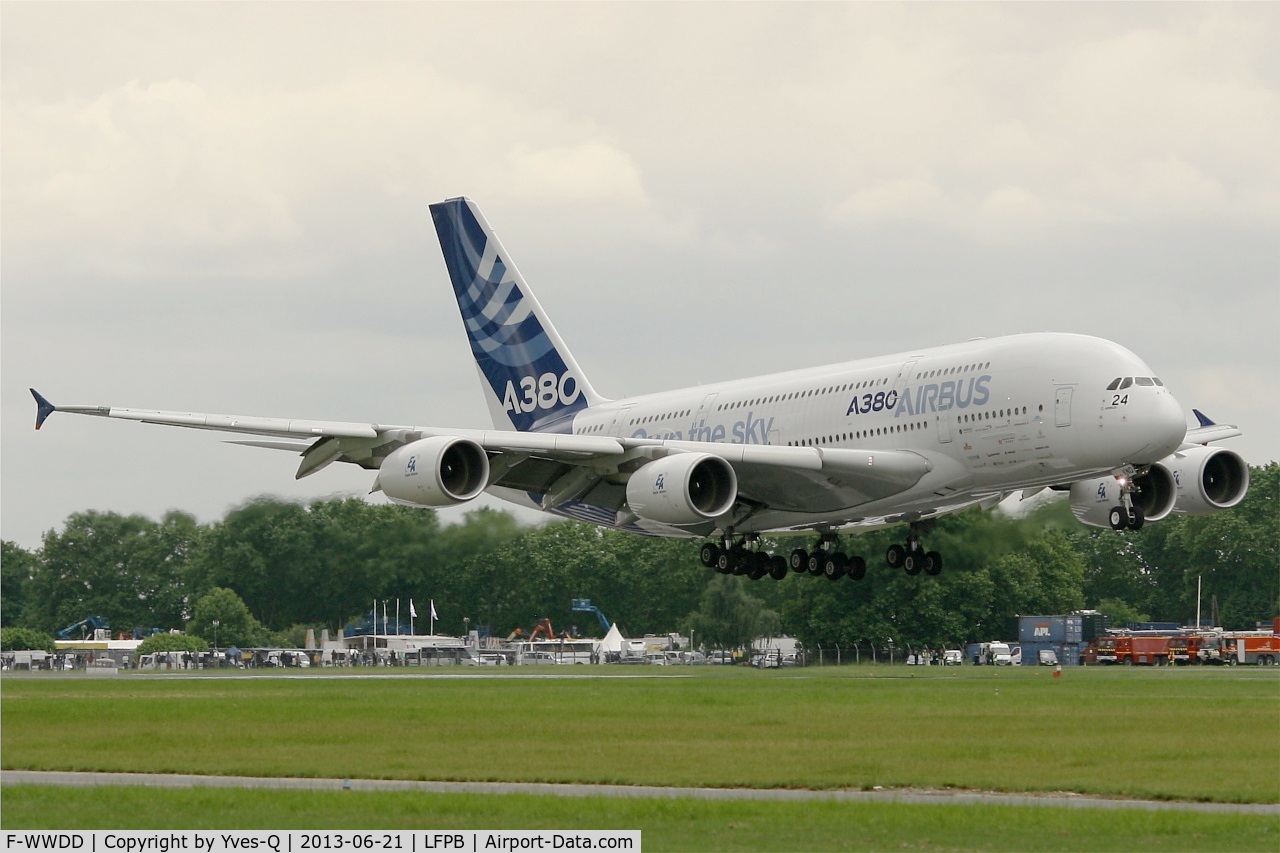 F-WWDD, 2005 Airbus A380-861 C/N 004, Airbus A380-861, On final rwy 03 after solo display, Paris-Le Bourget Air Show 2013