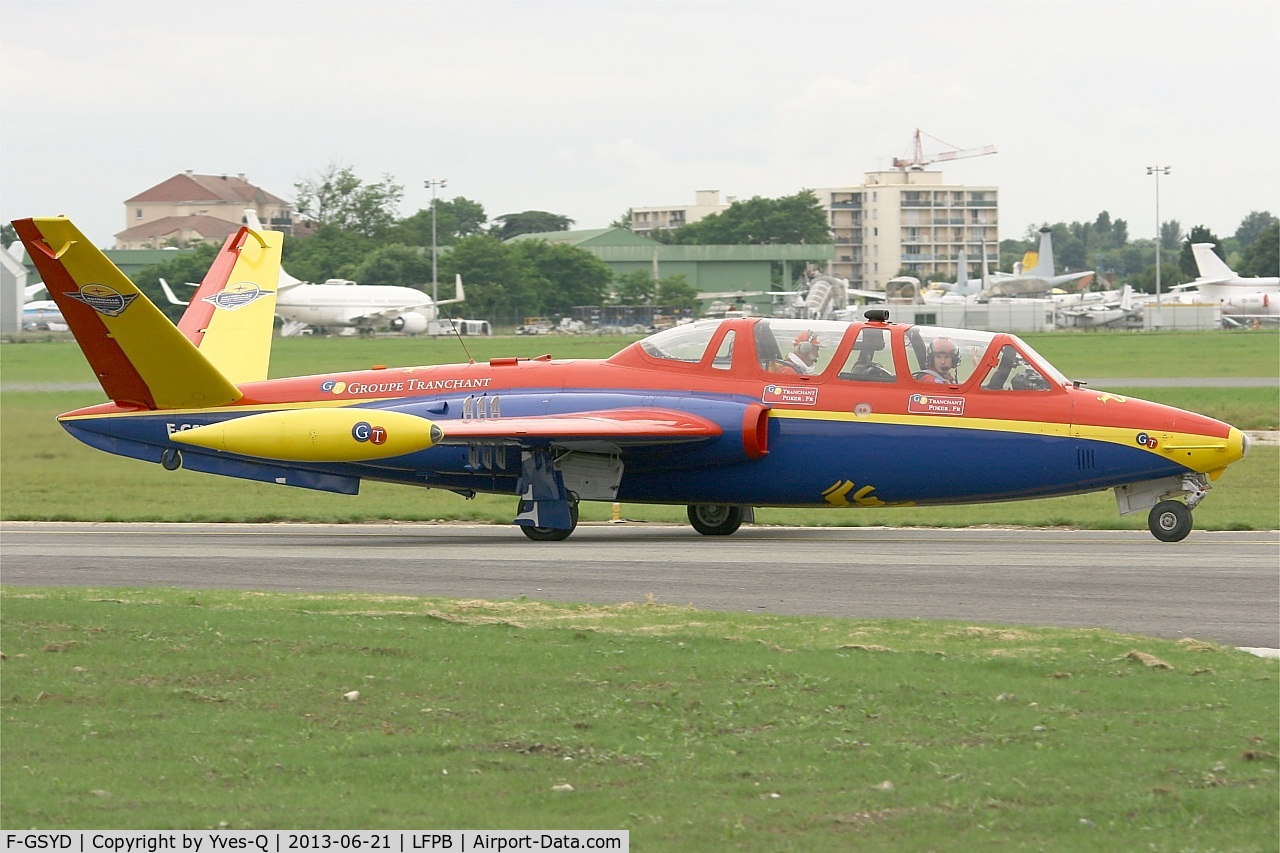 F-GSYD, Fouga CM-170 Magister C/N 455, Fouga CM-170 Magister, Taxiing to holding point, Paris-Le Bourget Air Show 2013