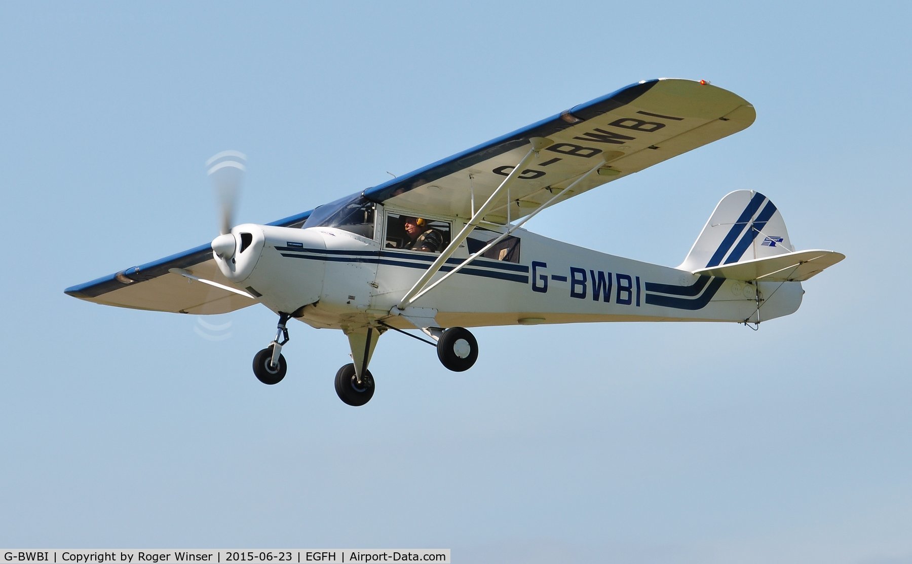 G-BWBI, 1991 Taylorcraft F22A C/N 2207, Resident F22A departing Runway 22 for a local flight.