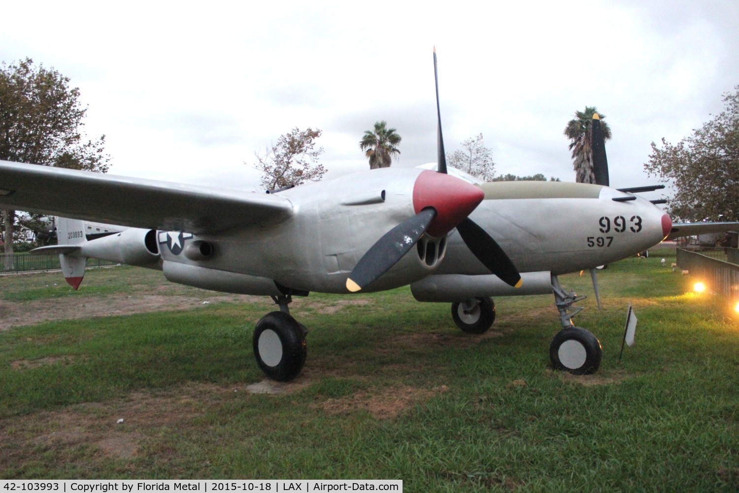 42-103993, Lockheed P-38 Lightning Replica C/N None, P-38 at Proud Bird Restaurant