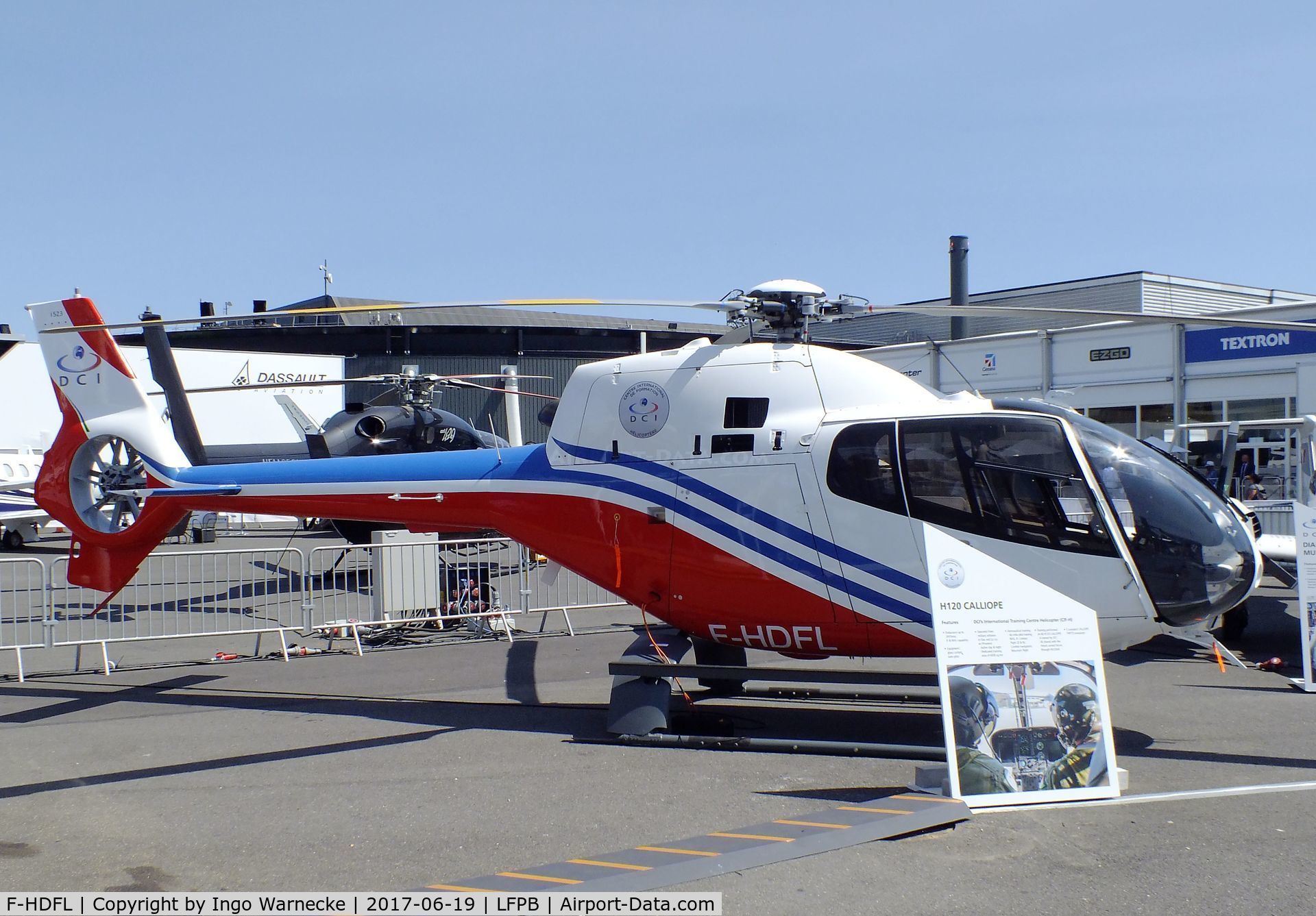 F-HDFL, Eurocopter EC-120B Colibri C/N 1523, Eurocopter EC120B Colibri Calliope of the DCI at the Aerosalon 2017, Paris