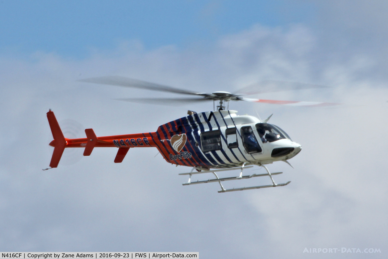 N416CF, 2013 Bell 407 C/N 54393, Arriving at Fort Worth Spinks Airport