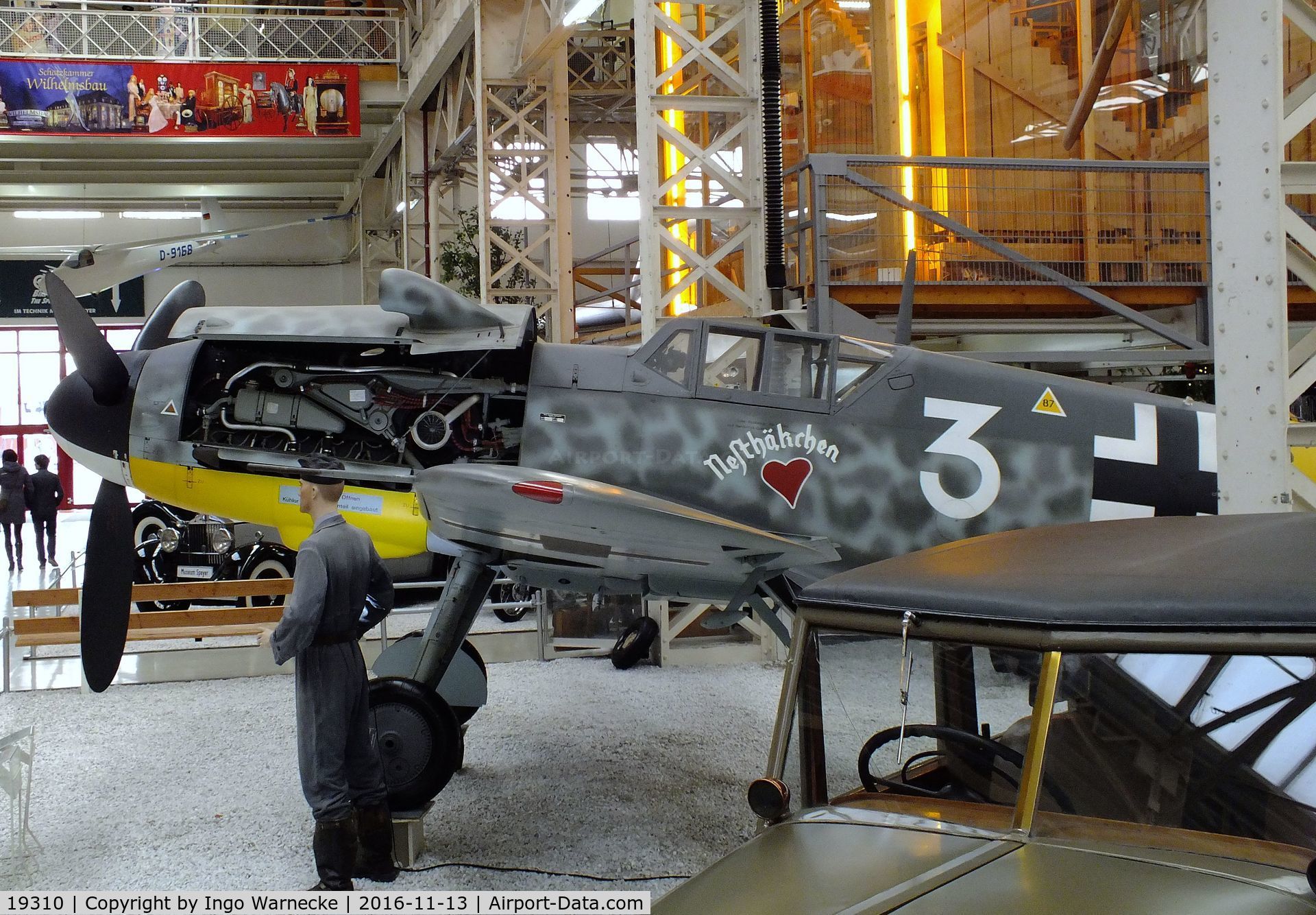 19310, Messerschmitt Bf-109G-4 C/N Not found 19310, Messerschmitt Bf 109G-4 at the Technik-Museum, Speyer