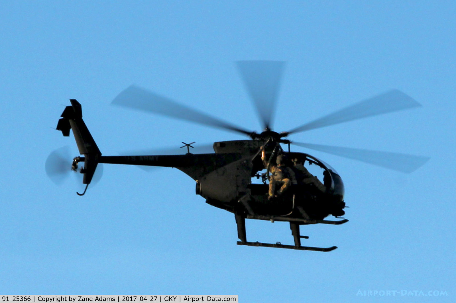 91-25366, 1991 McDonnell Douglas MH-6J C/N 0000, Departing Arlington Municipal on a nighttime urban combat training mission