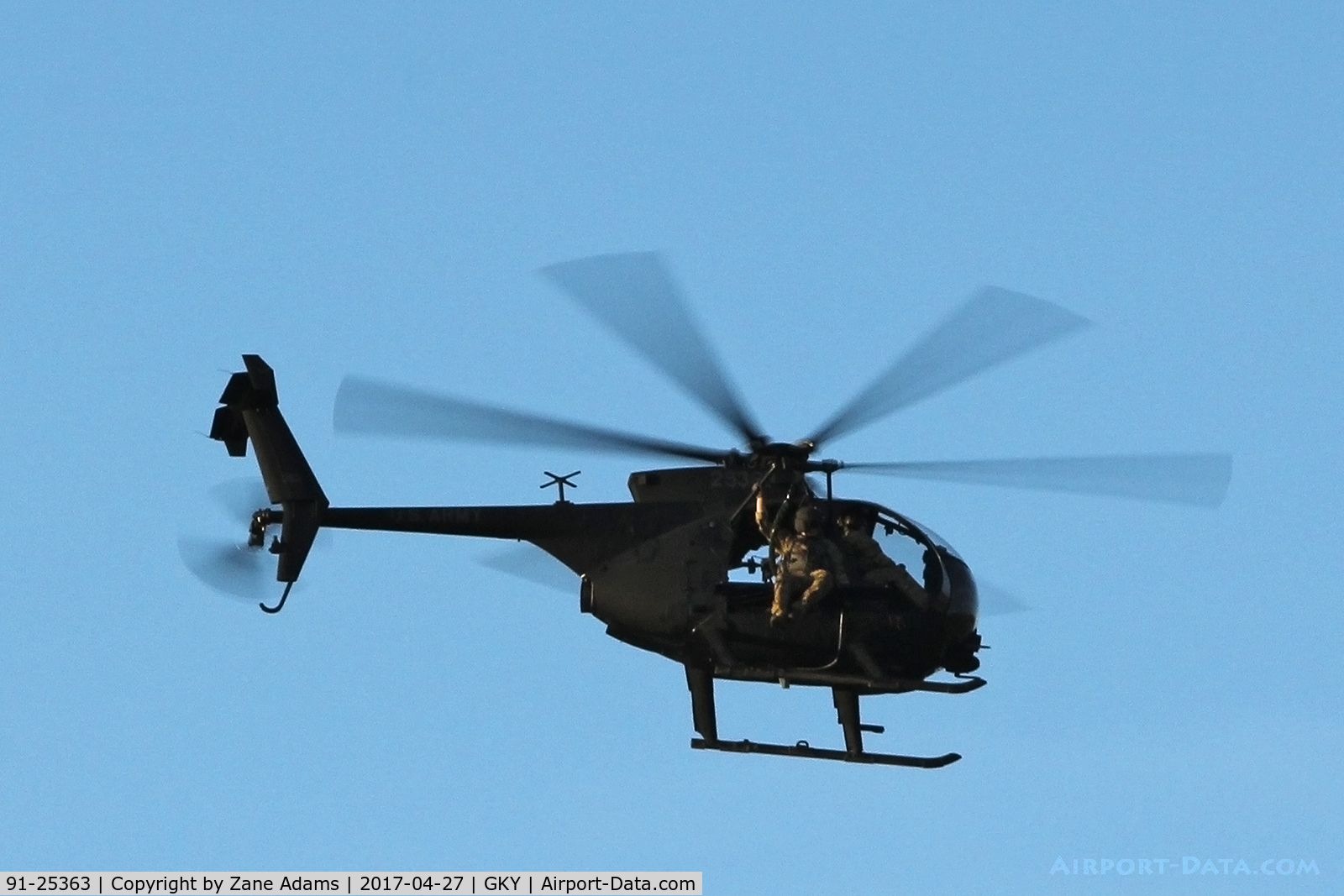 91-25363, 1991 McDonnell Douglas AH-6J C/N 0000, Departing Arlington Municipal on a nighttime urban combat training mission